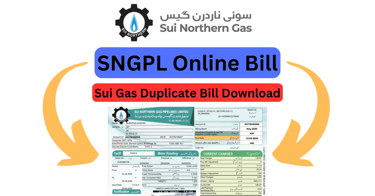 SNGPL Online Bill - Instantly Download Your Sui Gas Duplicate Bill with ...